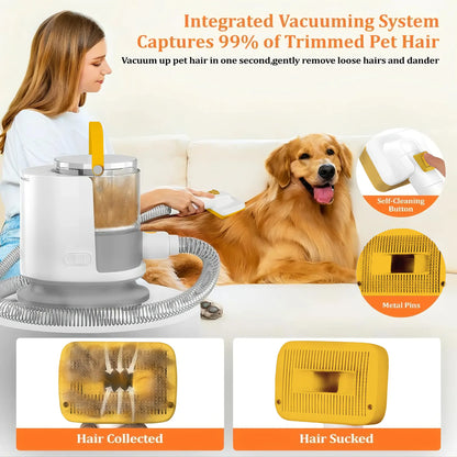 PUPPYOO Professional 5-In-1 Pet Grooming Kit with 13000Pa Vacuum for Dogs and Cats, 1.5L Dust Cup, 4M Cord, Whisper-Quiet Operation, Adjustable Guard Combs, and Hair Remover Roller