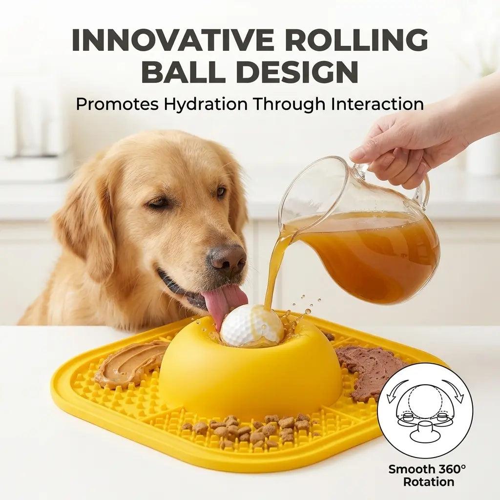     Interactive Dog Lick Bowl – Slow Feeder with Suction Base & Rolling Ball