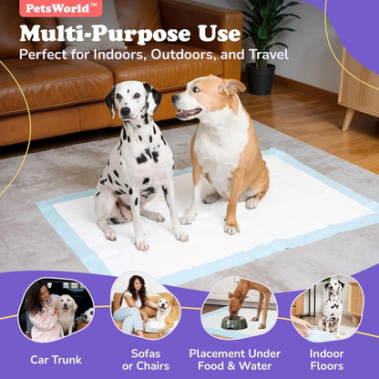 PETSWORLD Extra Large Dog Training and Potty Pads, 37x54 Inches - Durable, Leak-Proof Backing with Optional Adhesive Tape