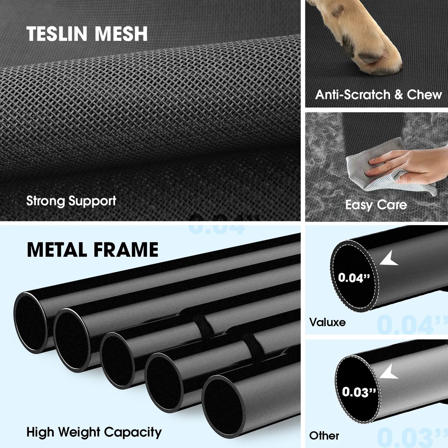 VALUXE Elevated Dog Bed for Large Dogs - Cooling Pet Cot with Breathable Mesh and Durable Frame, Easy to Clean Raised Pet Mat for Indoor and Outdoor Use