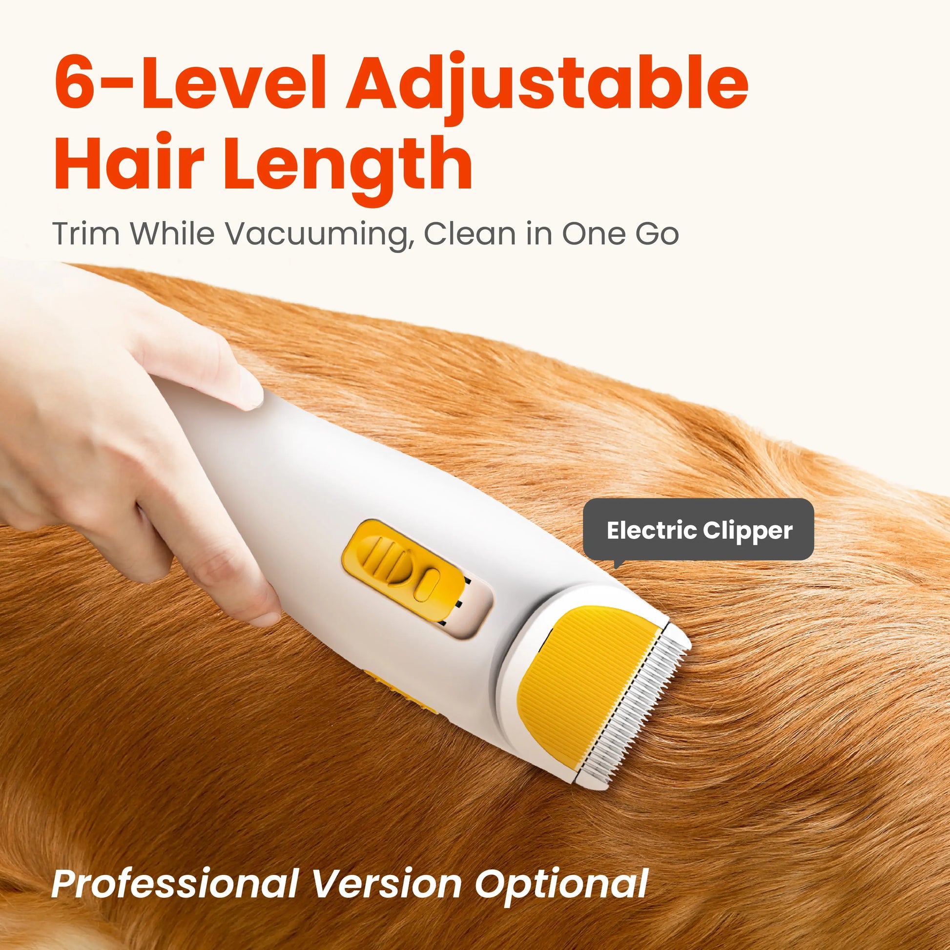 PUPPYOO Professional 5-In-1 Pet Grooming Kit with 13000Pa Vacuum for Dogs and Cats, 1.5L Dust Cup, 4M Cord, Whisper-Quiet Operation, Adjustable Guard Combs, and Hair Remover Roller