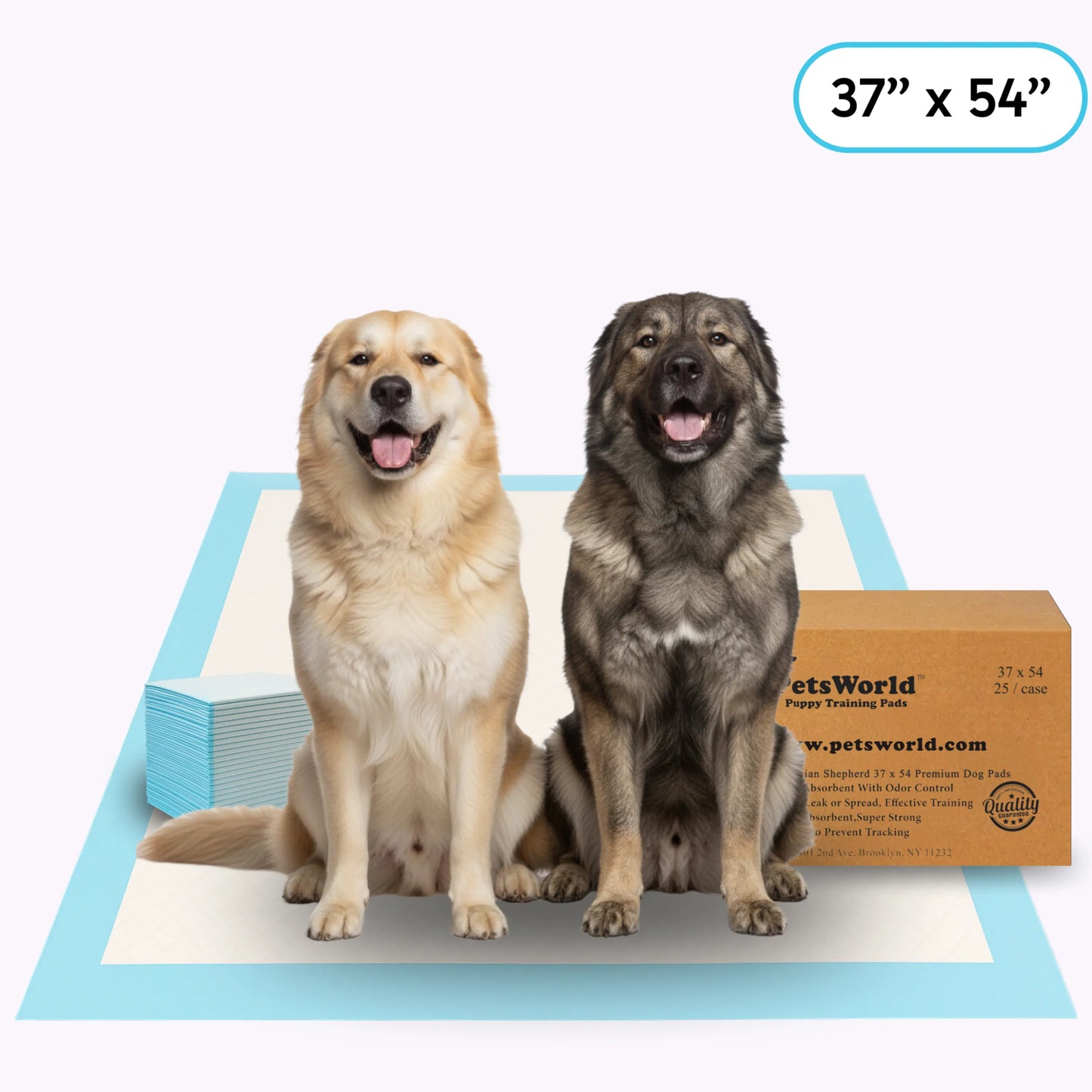 PETSWORLD Extra Large Dog Training and Potty Pads, 37x54 Inches - Durable, Leak-Proof Backing with Optional Adhesive Tape
