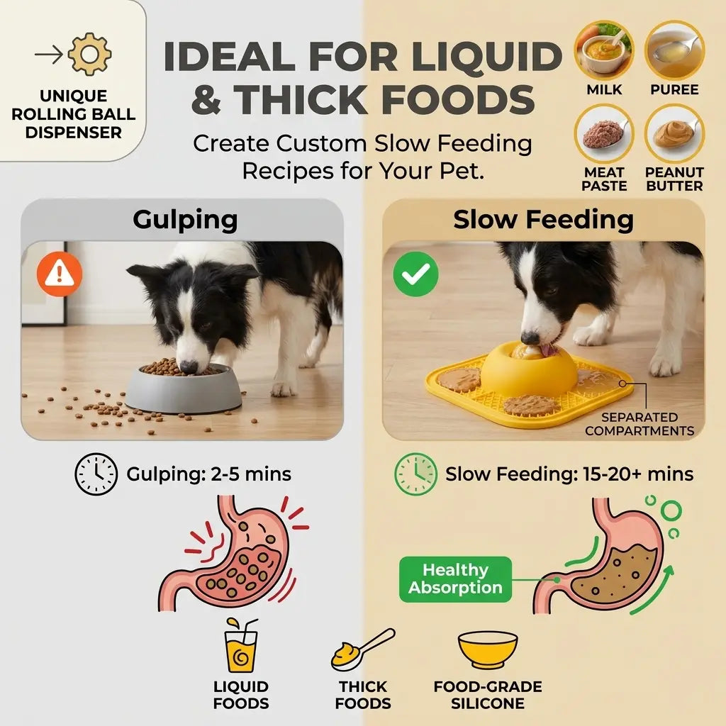     Interactive Dog Lick Bowl – Slow Feeder with Suction Base & Rolling Ball