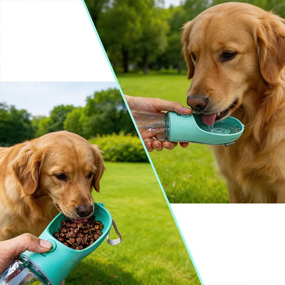     3-in-1 Portable Pet Water Bottle – Leak-Proof Travel Feeder with Poop Bag Holder
