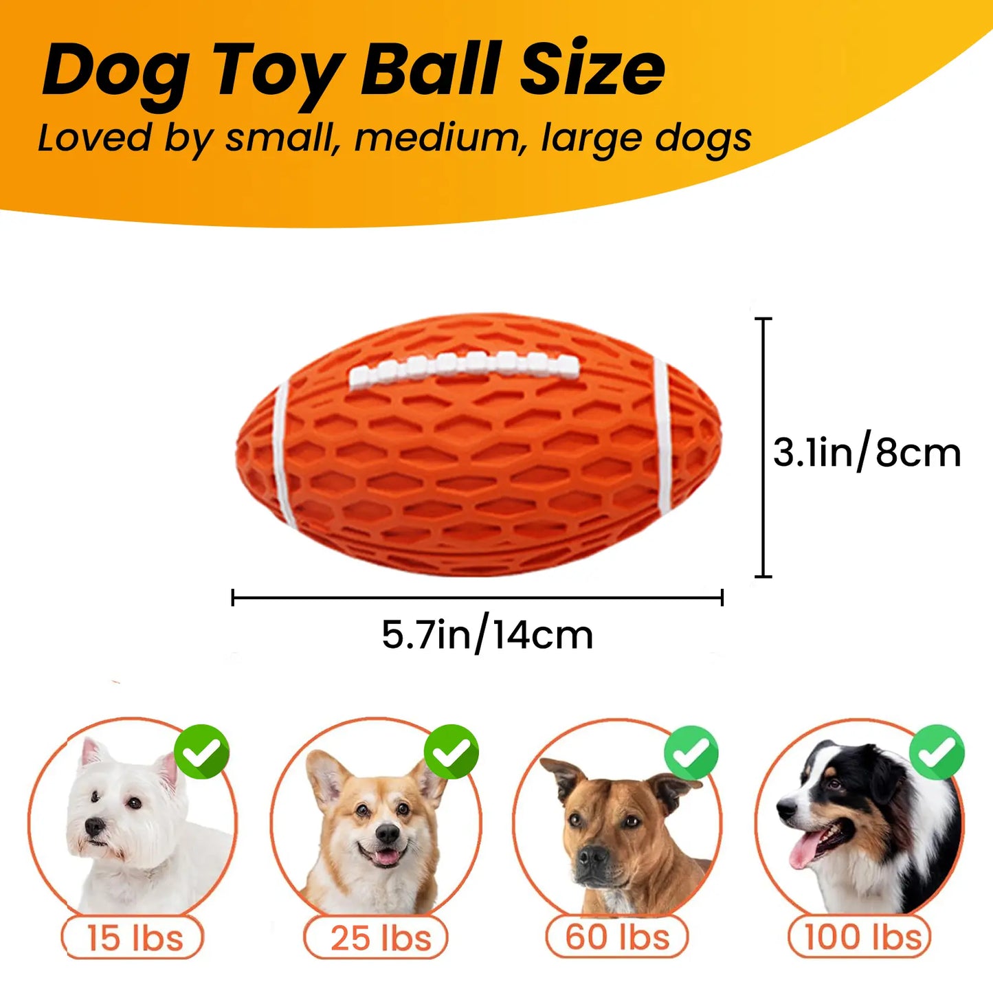     Durable Rubber Dog Football Toy – Floating Fetch Ball for Aggressive Chewers