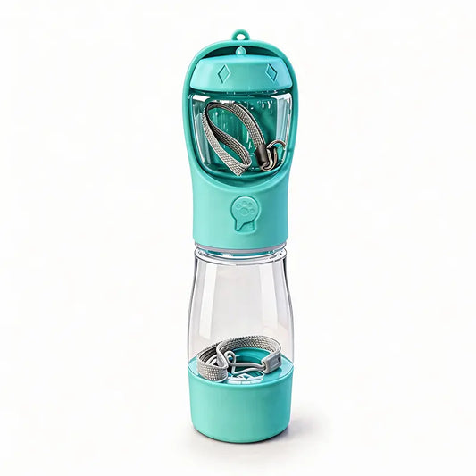     3-in-1 Portable Pet Water Bottle – Leak-Proof Travel Feeder with Poop Bag Holder