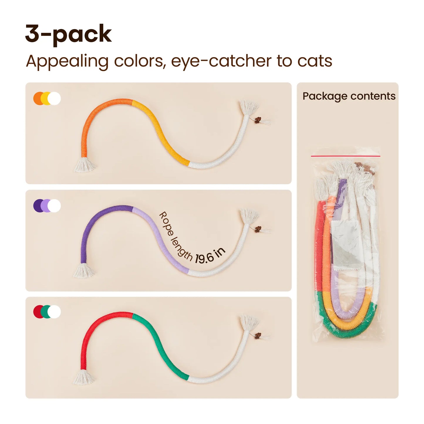     Potaroma Cat Chew Rope Toys – 3-Piece Dental Play Set for Kittens