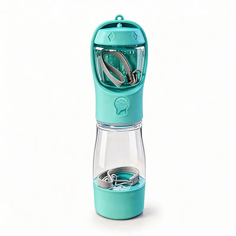     3-in-1 Portable Pet Water Bottle – Leak-Proof Travel Feeder with Poop Bag Holder