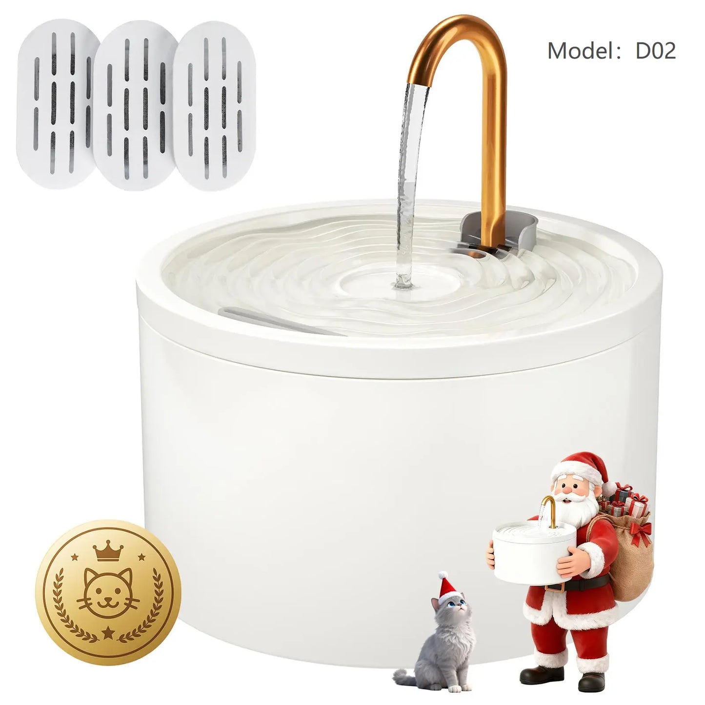 Summervibes Petlovers MISFANS Ceramic Cat Water Fountain D02 – 2.1L Ultra-Quiet Drinking Bowl for Cats & Dogs | Filtered & Easy to Clean | Non Stop Water Fountain Wired Plug-In Model